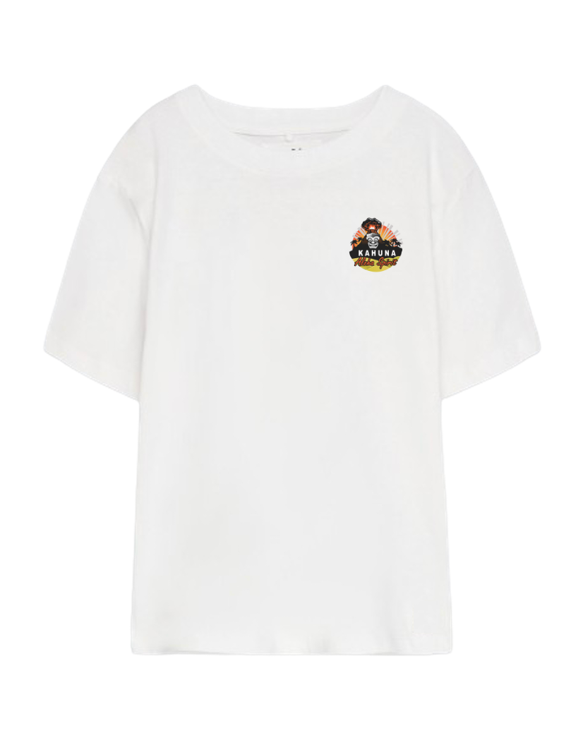 Camiseta Orgánica Blanca Unisex para Niños - Diseño Volcán Hawaii