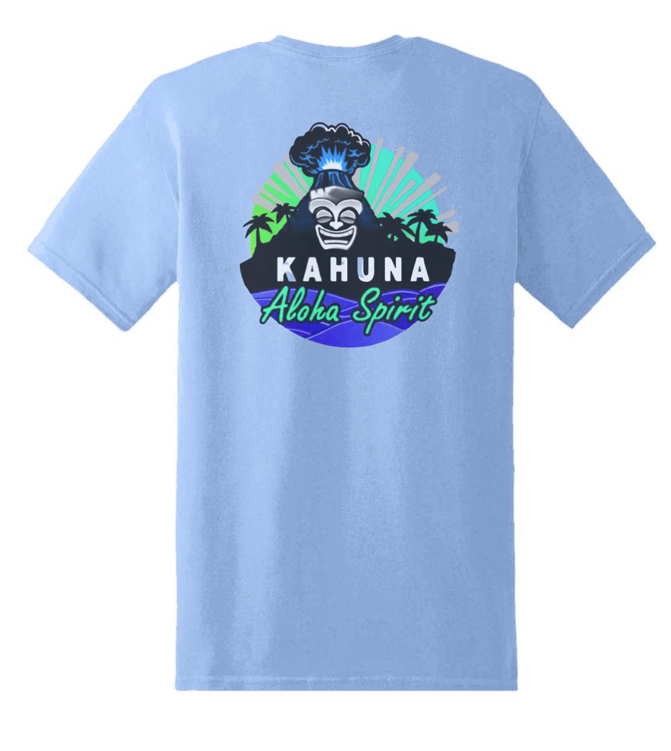 Camiseta Orgánica Azul Unisex para Niños - Diseño Volcán Hawaii