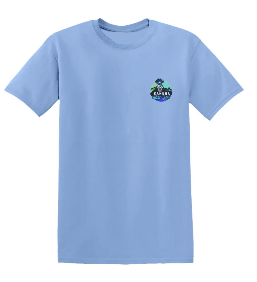 Camiseta Orgánica Azul Unisex para Niños - Diseño Volcán Hawaii