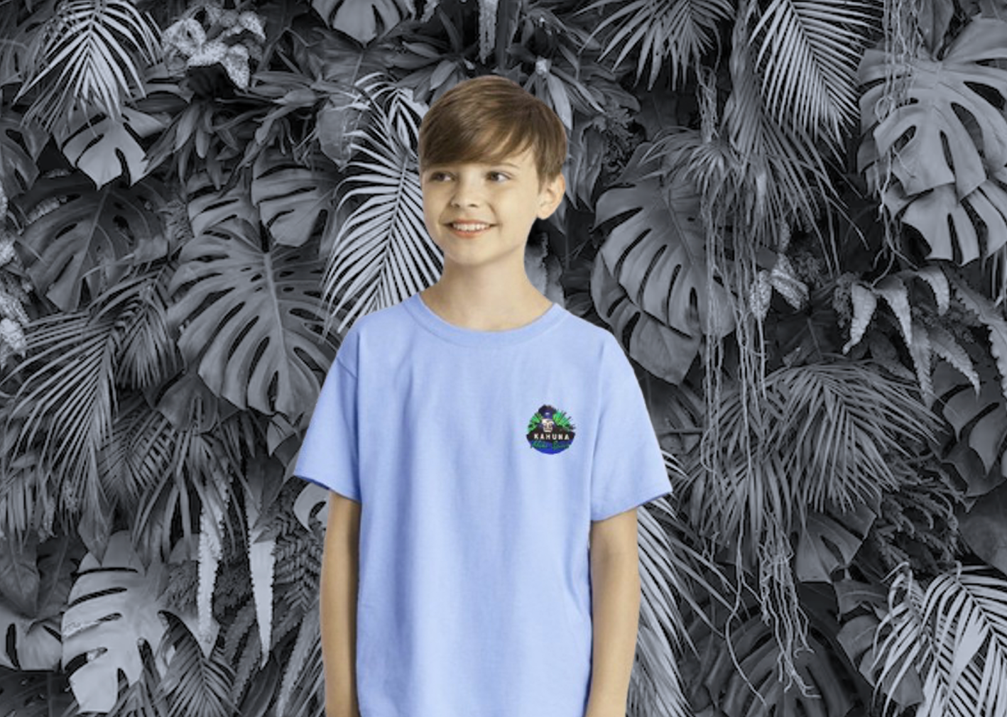 Camiseta orgánica color Azul Unisex Niños Volcan Hawaii